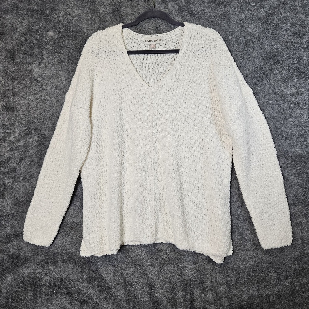 Knox Rose Sweater Womens XXL Cream White Soft Chunky Knit Cozy Grunge